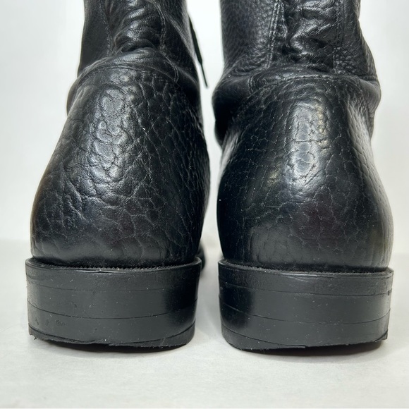 Vintage 90s BOULET Combat Boot LaceUp Pebbled Full Grain Black Leather Punk 9 - Picture 8 of 15